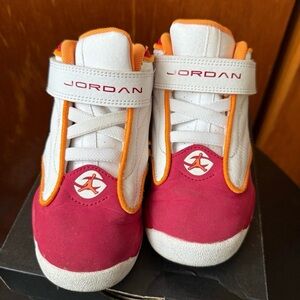 Jordan Kids' White, Red, and Orange Sneakers